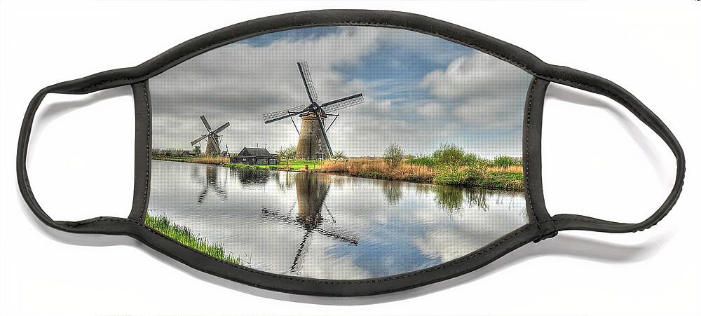 Art Face Mask featuring the photograph Reflections of Wndmills by Richard Gehlbach