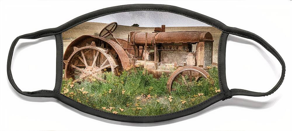 Tractor Face Mask featuring the photograph Retired In Poppies by Donna Kennedy
