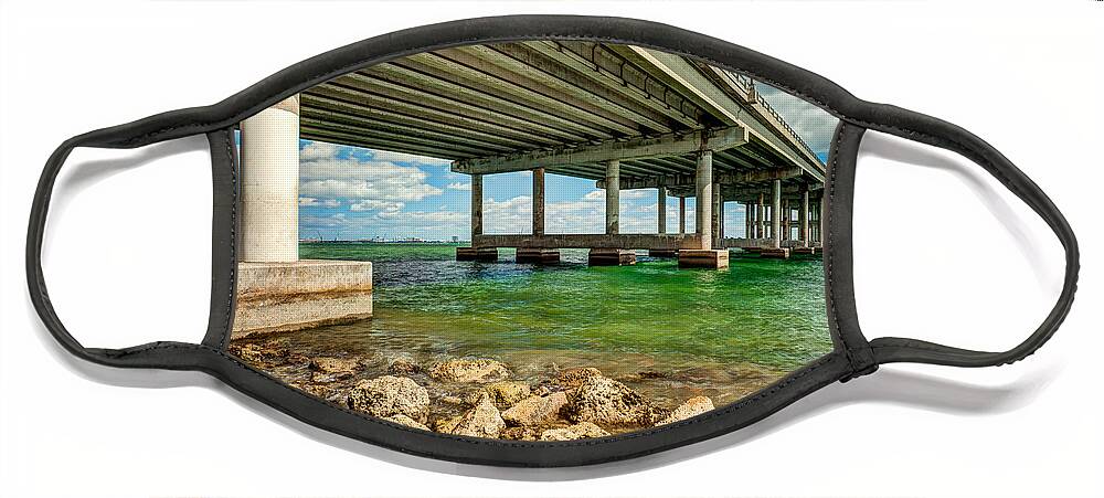 Architecture Face Mask featuring the photograph Rickenbacker Causeway Bridge by Raul Rodriguez