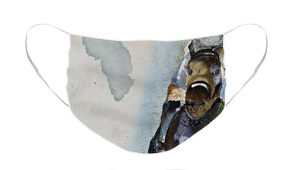 Horse Face Mask featuring the painting Right.Angle by Kasha Ritter