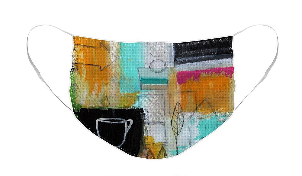 Abstract Face Mask featuring the painting Rituals- Contemporary Abstract Painting by Linda Woods