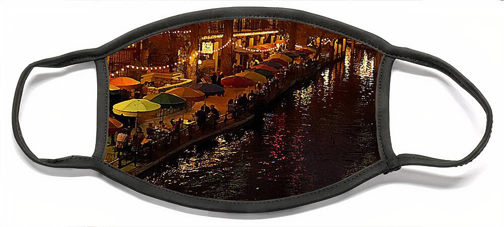 Landmark Face Mask featuring the photograph Riverwalk Night by Mary Jo Allen