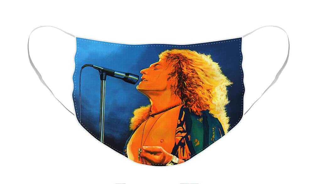 Robert Plant Face Mask featuring the painting Robert Plant by Paul Meijering