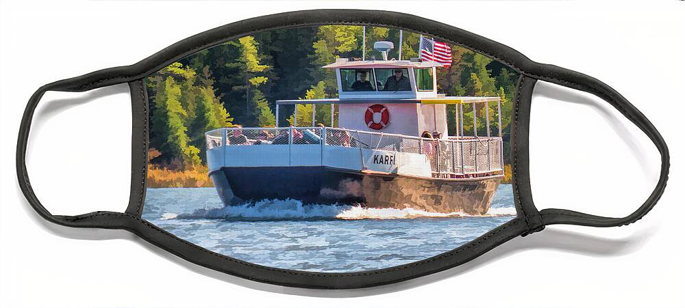 Door County Face Mask featuring the painting Rock Island Karfi Ferry in Door County by Christopher Arndt
