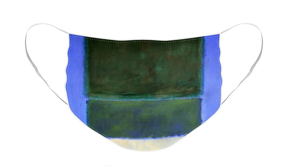 No. 14 Face Mask featuring the photograph Rothko's No. 14 -- White And Greens In Blue by Cora Wandel