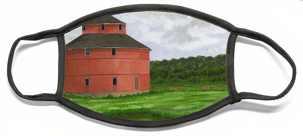 Art Face Mask featuring the painting Round Barn by Dustin Miller