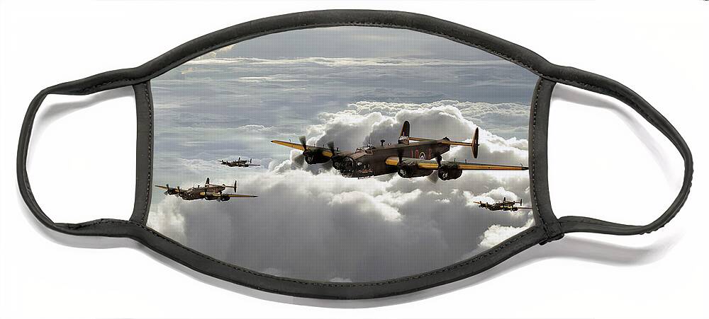 Handley Page Halifax Face Mask featuring the digital art Ruhr Valley Express by Airpower Art