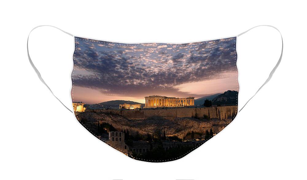Photography Face Mask featuring the photograph Ruins Of A Temple, Athens, Attica by Panoramic Images