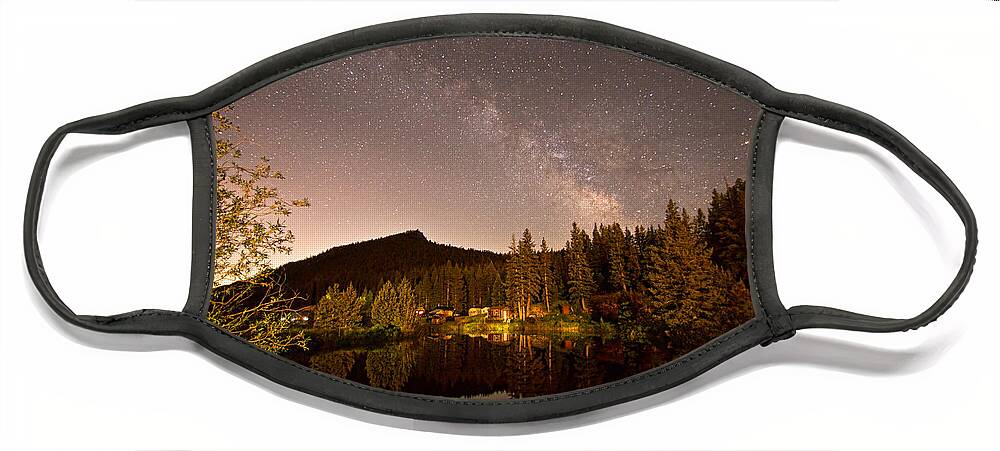 Milky Way Face Mask featuring the photograph Rural Rustic Rocky Mountain Cabin Milky Way View by James BO Insogna