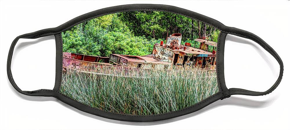 Photograph Face Mask featuring the photograph Rusty Ship by Richard Gehlbach