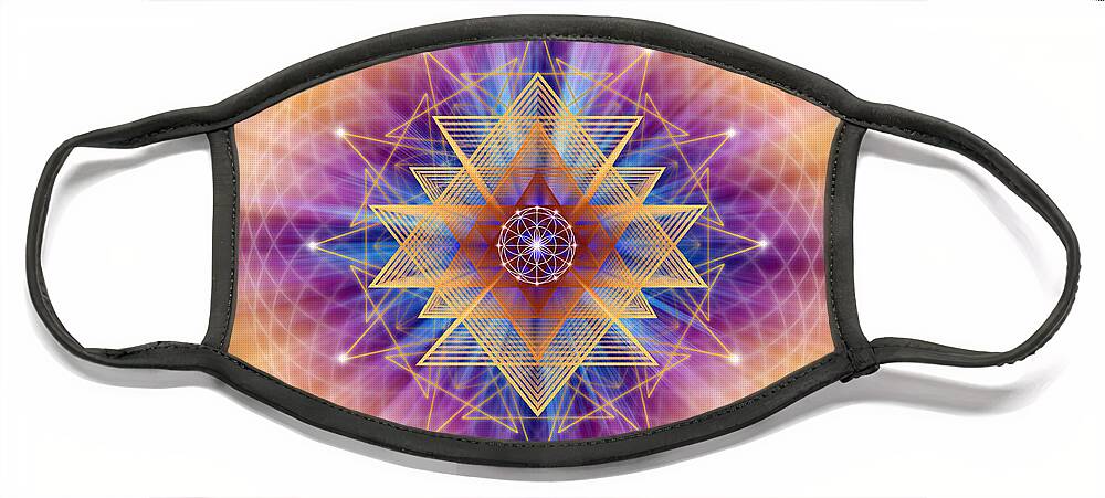 Endre Face Mask featuring the digital art Sacred Geometry 157 by Endre Balogh