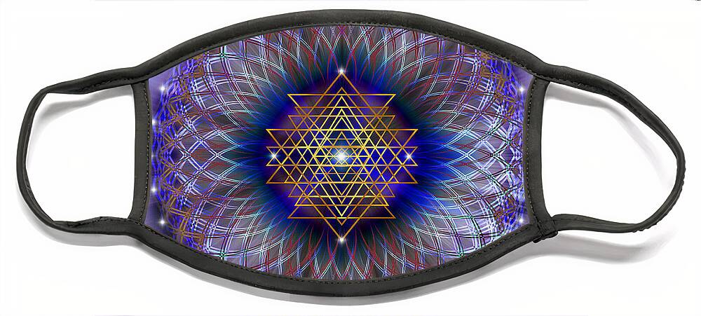 Endre Face Mask featuring the digital art Sacred Geometry 243 by Endre Balogh
