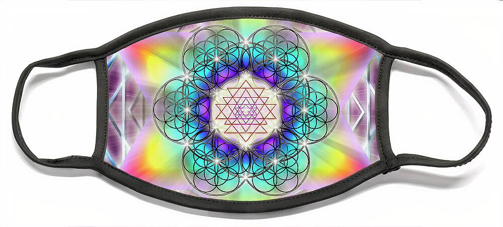 Endre Face Mask featuring the digital art Sacred Geometry 65 by Endre Balogh