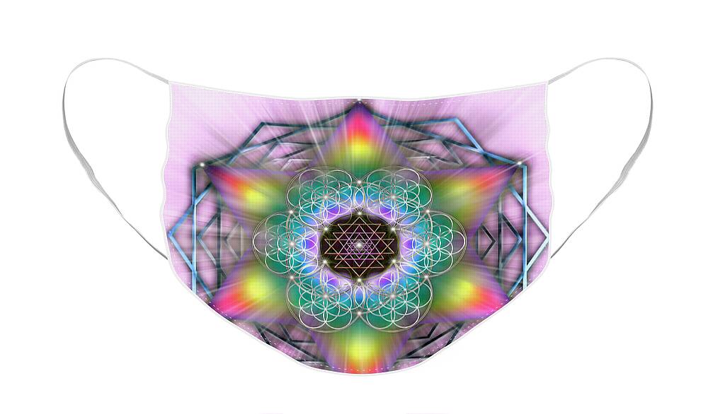 Endre Face Mask featuring the digital art Sacred Geometry 65 Number 2 by Endre Balogh