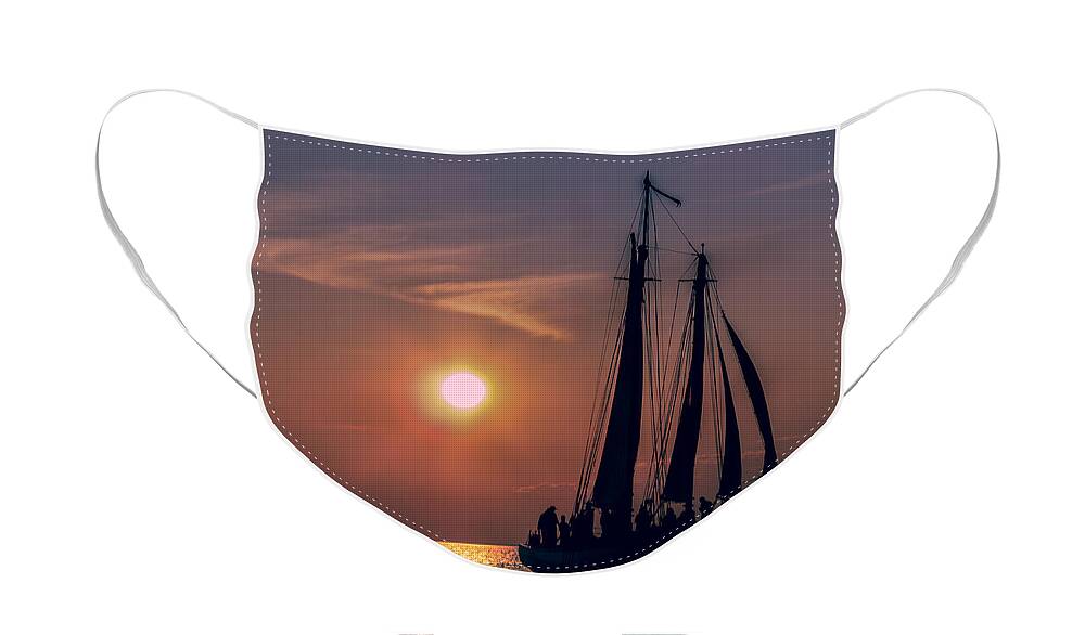 Waterscape Face Mask featuring the photograph Sailboat at Sunset by Terry Ann Morris