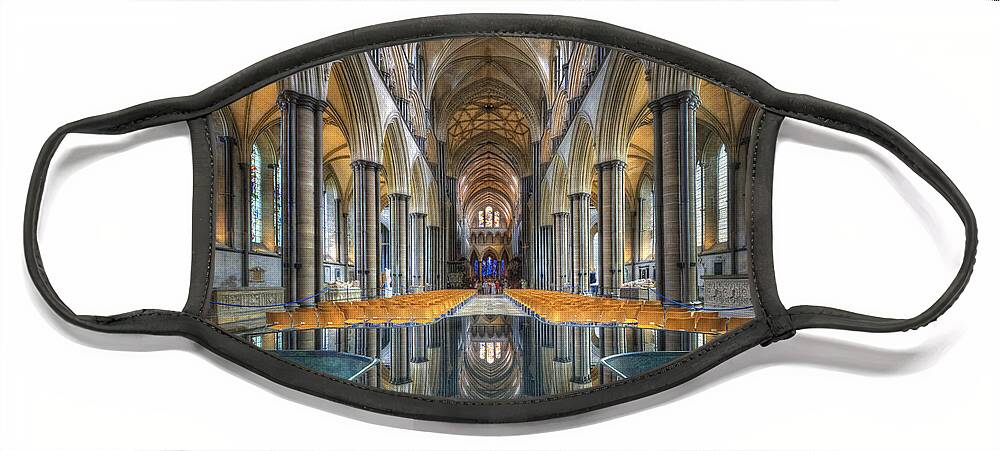 Hdr Face Mask featuring the photograph Salisbury Cathedral by Yhun Suarez