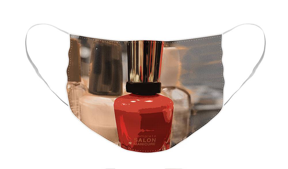 Wright Face Mask featuring the photograph Salon Manicure - Charcoal Rendering by Paulette B Wright