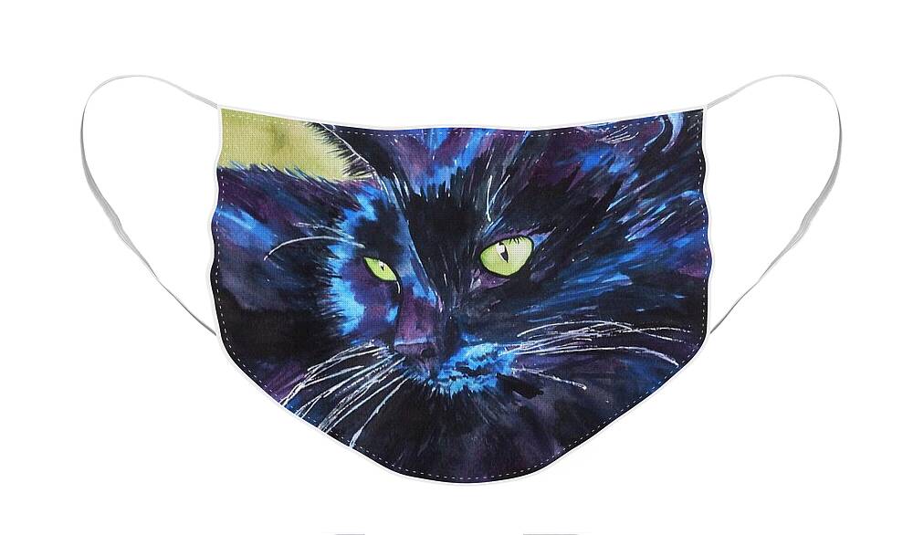 Black Cat Face Mask featuring the painting Samba by Michal Madison