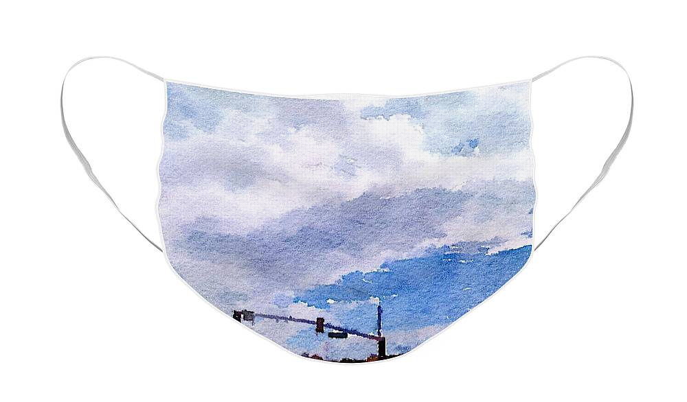 Waterlogue Face Mask featuring the digital art San Benito Sky by Shannon Grissom