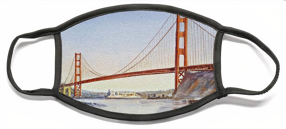 Golden Gate Bridge Face Mask featuring the painting San Francisco California Golden Gate Bridge by Irina Sztukowski