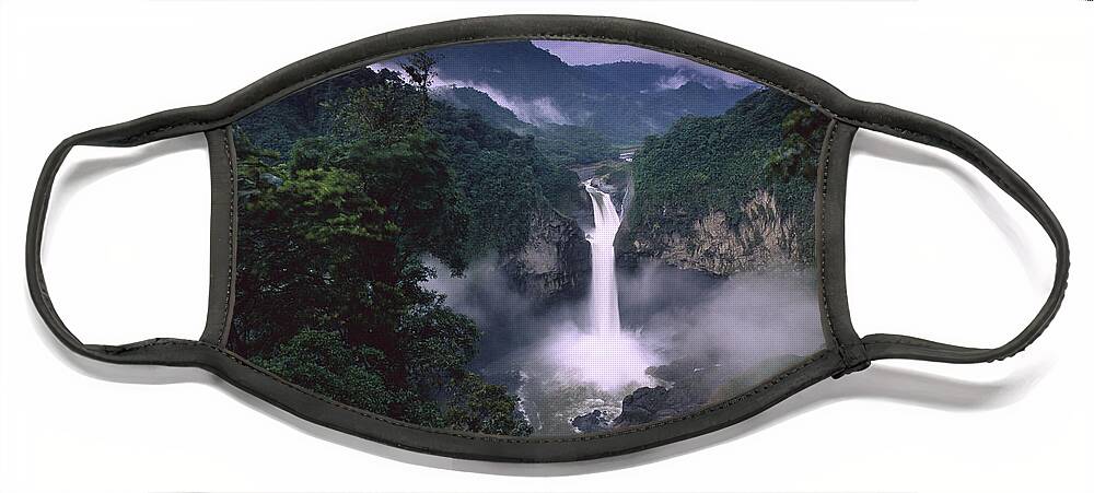 Mp Face Mask featuring the photograph San Rafael Falls On The Quijos River by Pete Oxford