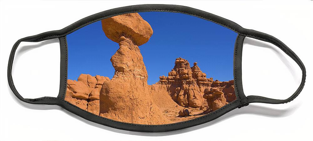 00345457 Face Mask featuring the photograph Sandstone Hoodoos in Goblin Valley by Yva Momatiuk John Eastcott