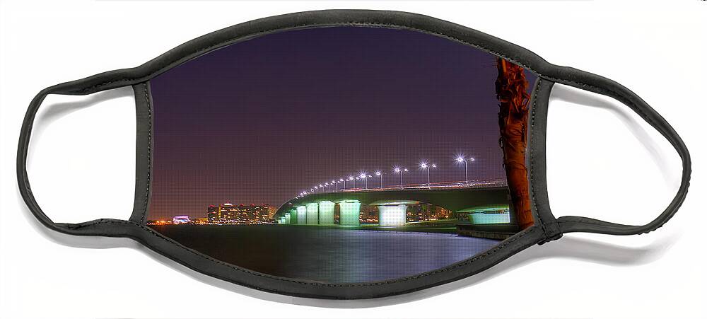 Fl Face Mask featuring the photograph Sarasota Skyline at Night by Sue Karski