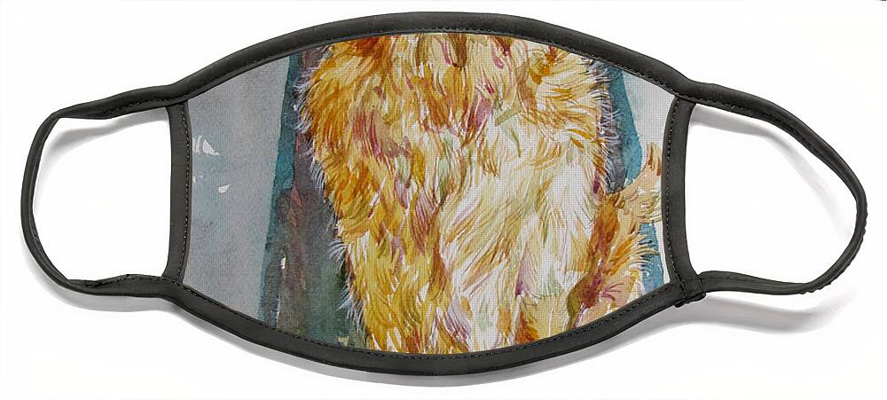 Golden Retriever Face Mask featuring the painting Sasha by Jyotika Shroff