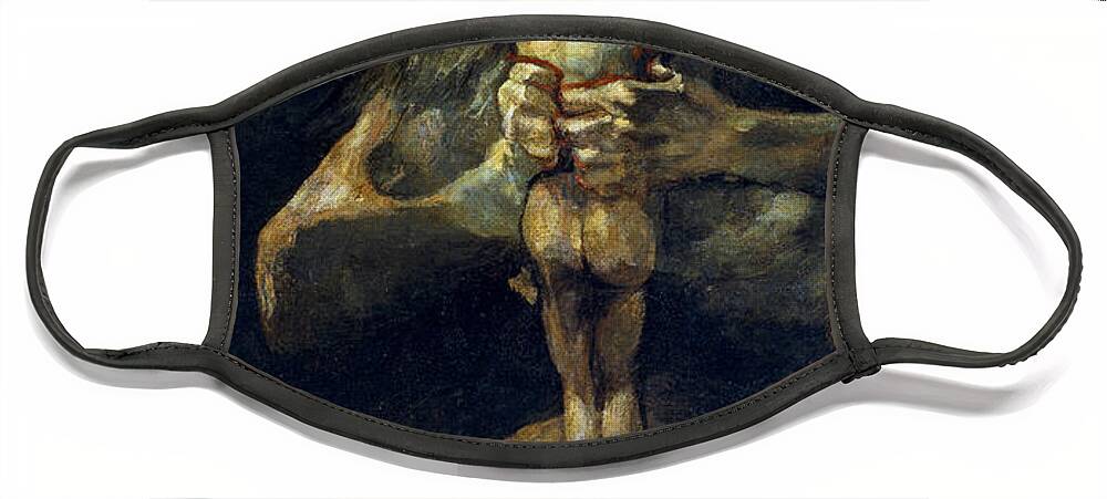 Saturn Devouring His Son Face Mask featuring the painting Saturn Devouring His Son by Francisco Goya