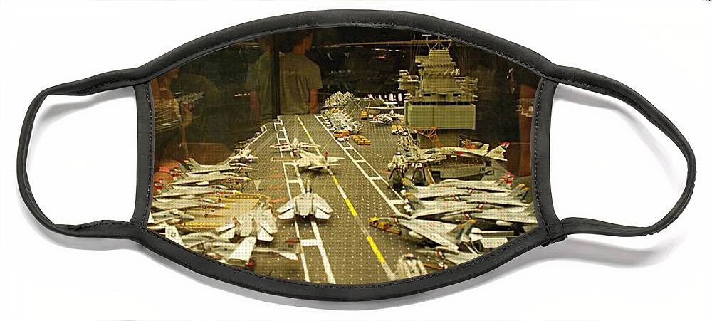 Navy Face Mask featuring the photograph Scale Model Aircraft Carrier by Kenny Glover