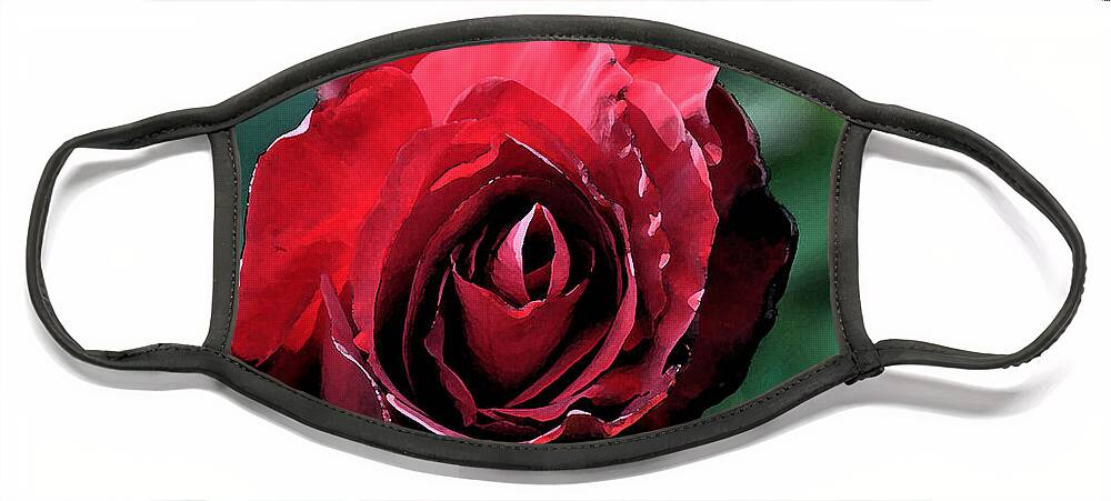 Rose Face Mask featuring the digital art Red Rose Bloom by Kirt Tisdale