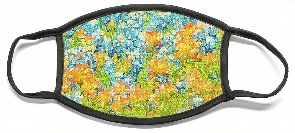Panorama Of Flowers Face Mask featuring the digital art Scattered Impressions Bold Wildflowers by Pamela Smale Williams