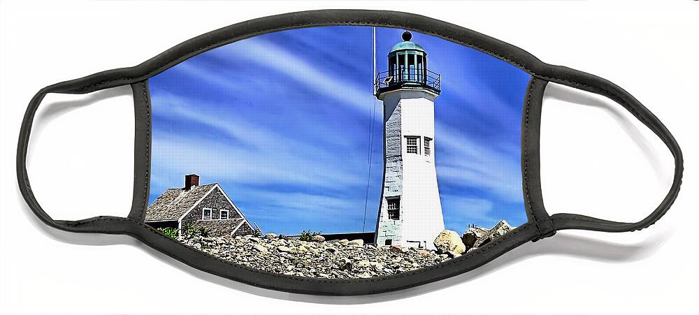 Lighthouses Face Mask featuring the photograph Scituate Lighthouse by Janice Drew