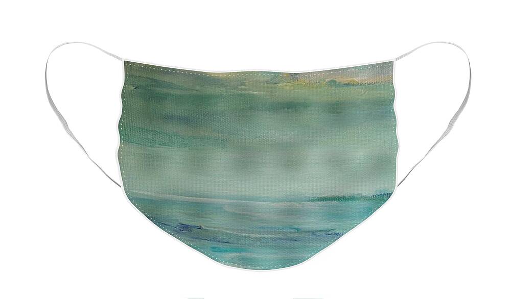 Landscape Face Mask featuring the painting Sea Glass by Mary Wolf