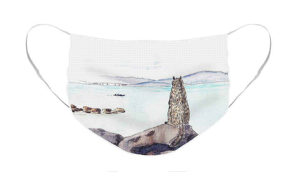 Sketch Face Mask featuring the painting Sea Squirrel by Masha Batkova
