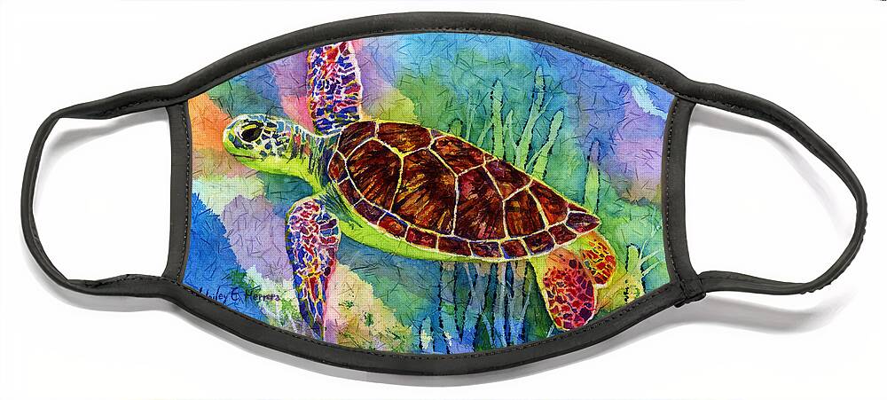Turtle Face Mask featuring the painting Sea Turtle by Hailey E Herrera