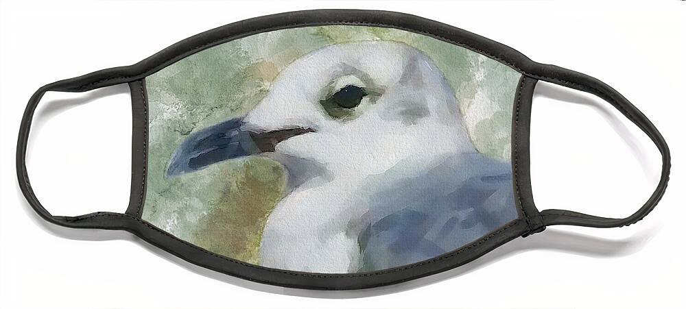 Seagull Face Mask featuring the painting Seagull Closeup by Greg Collins