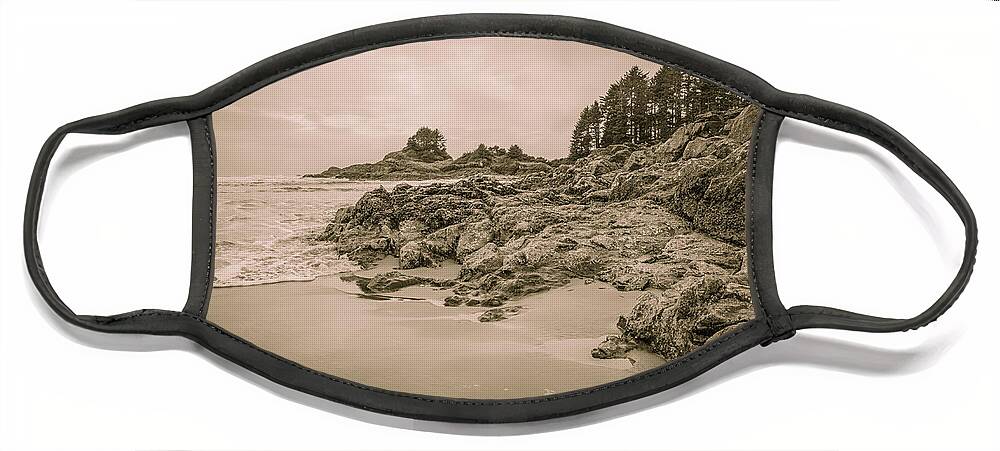 Ocean Face Mask featuring the photograph Cox Bay Sepia by Roxy Hurtubise