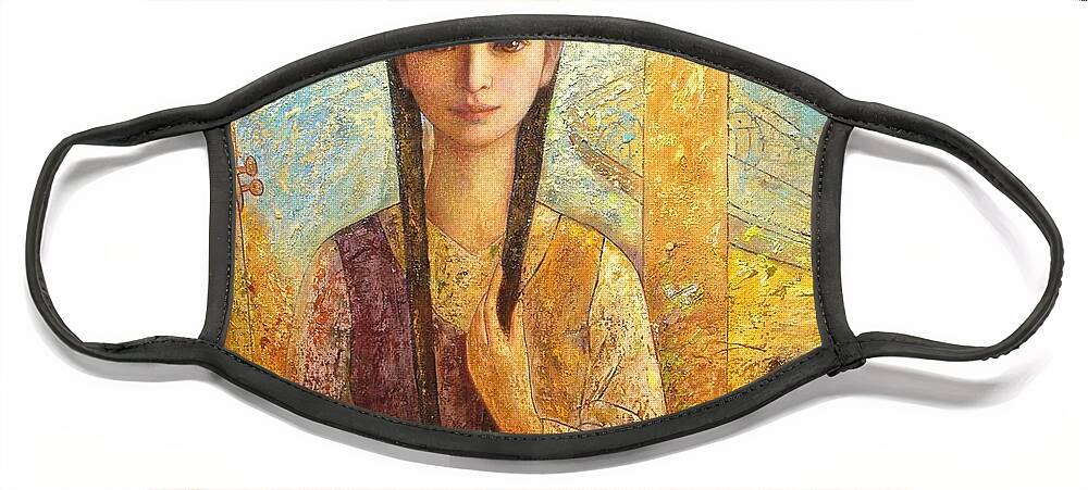 Oil Face Mask featuring the painting Serene Seaside by Shijun Munns