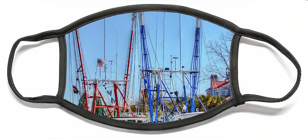 Scenic Face Mask featuring the photograph Shem Creek Shrimp Boats by Kathy Baccari