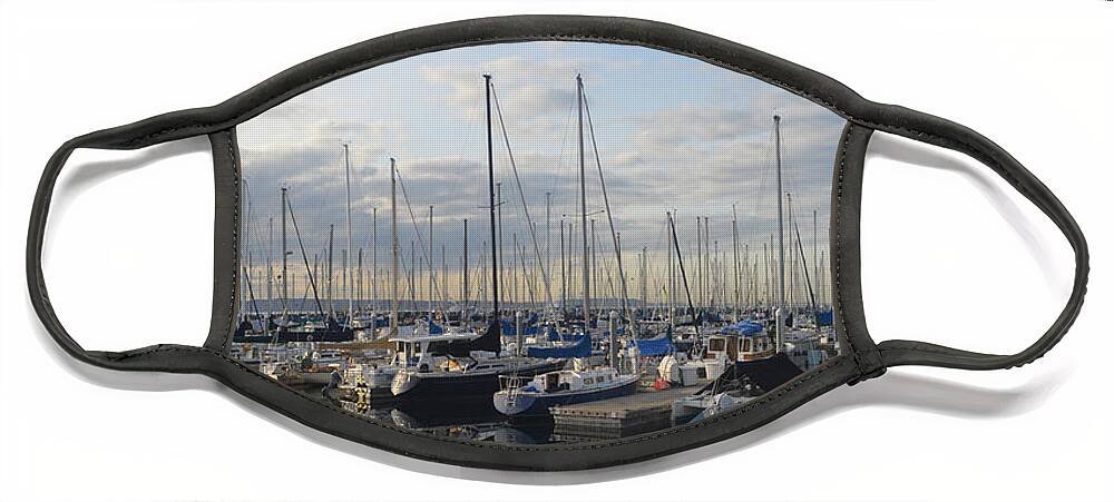 Boats Face Mask featuring the photograph Shilshole Bay Marina Reflections by Carol Eliassen