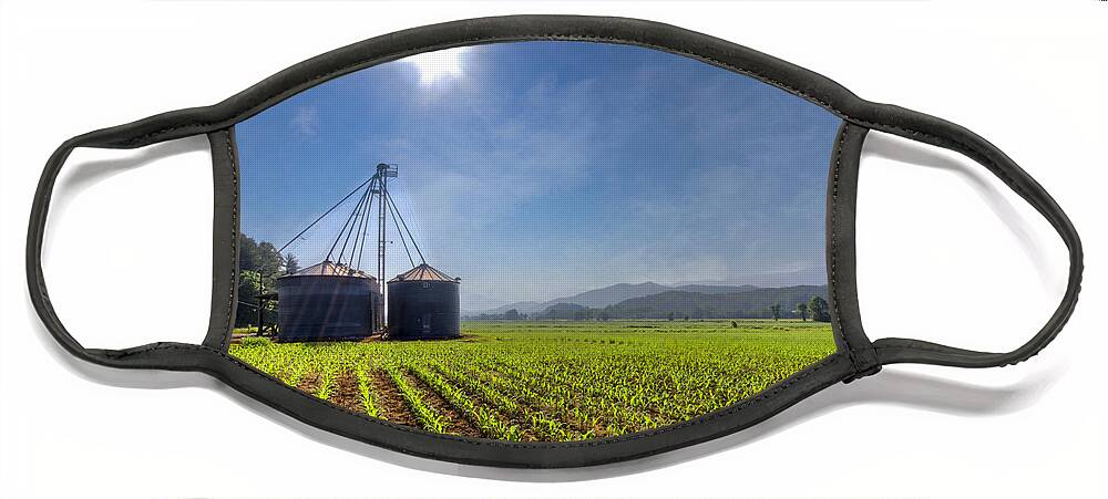 Andrews Face Mask featuring the photograph Silos by Debra and Dave Vanderlaan