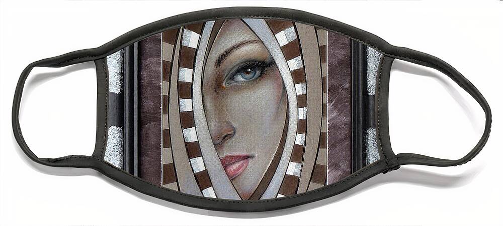 Woman Face Mask featuring the painting Silver Memories 220414 FRAMED by Selena Boron