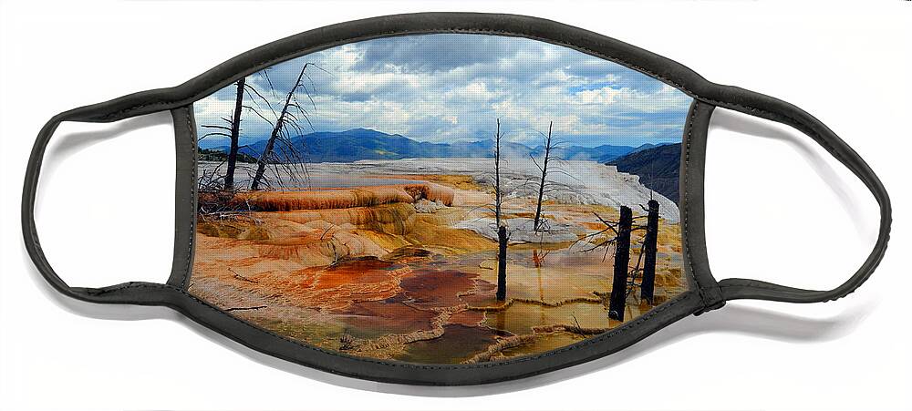 Yellowstone Face Mask featuring the photograph Simmering Color by Richard Gehlbach