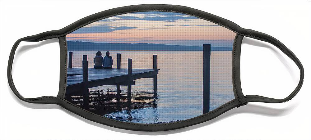 Sisters Face Mask featuring the photograph Sisters - Lakeside Living at Sunset by Photographic Arts And Design Studio