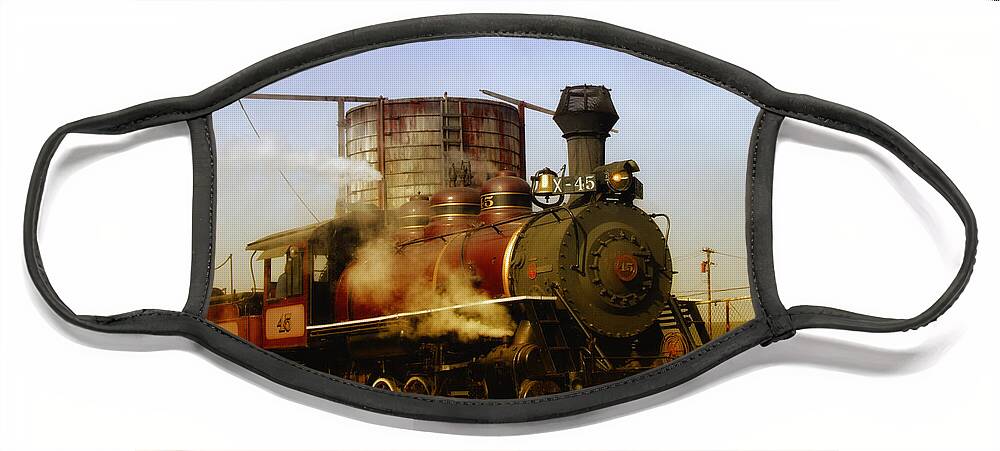 Mendocino Skunk Train Face Mask featuring the photograph Skunk Train by Donna Blackhall