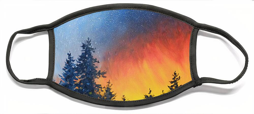 Night Face Mask featuring the painting Sky Fire by Richard De Wolfe