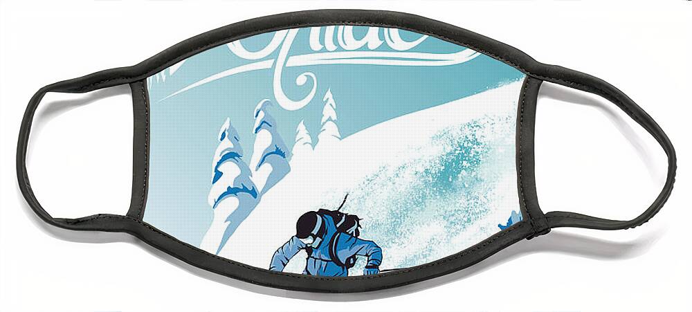 Ski Face Mask featuring the painting Slide And Glide Retro Ski Poster by Sassan Filsoof