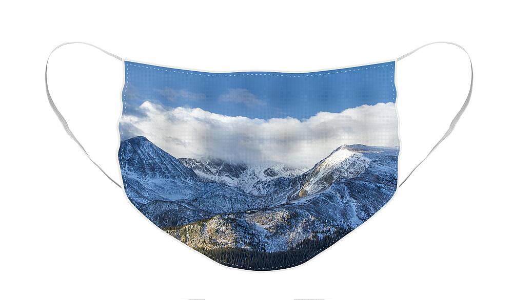 Mountains Face Mask featuring the photograph Snow-Coated Mountains in Colorado by Tony Hake