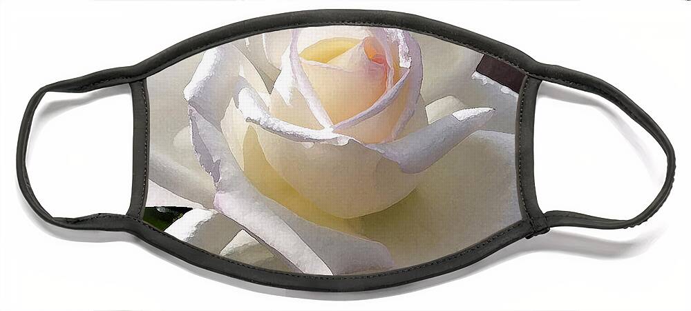 Rose Face Mask featuring the digital art Snow White Rose by Kirt Tisdale